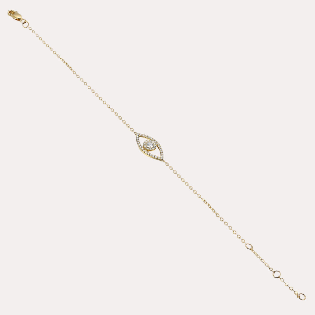 Evil Eye Diamond Bracelet In 18K Gold - The Jewelyst. - Evil Eye Diamond Bracelet In 18K Gold