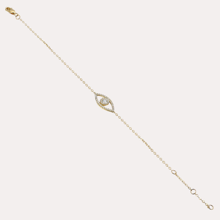 Evil Eye Diamond Bracelet In 18K Gold - The Jewelyst. - Evil Eye Diamond Bracelet In 18K Gold