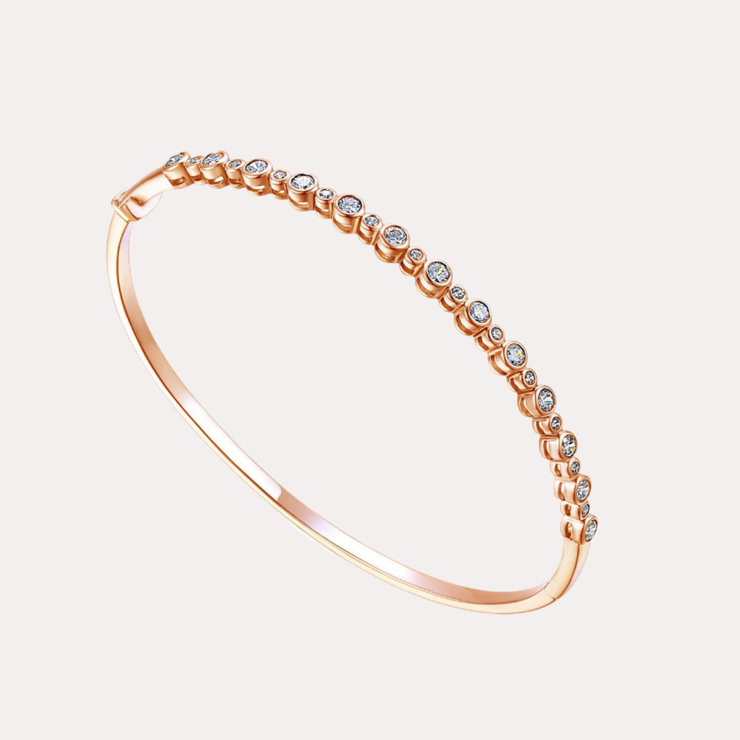 Floating Pebble Diamond Bangle Bracelet In 18K Gold - The Jewelyst. - Floating Pebble Diamond Bangle Bracelet In 18K Gold