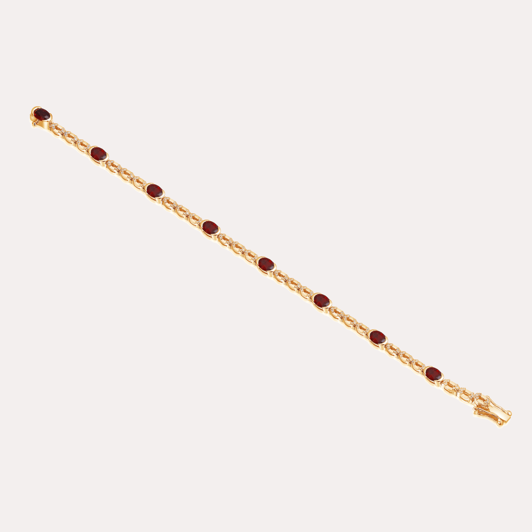 Oval Ruby Tennis Rubover Set Bracelet In 18K Gold - The Jewelyst. - Oval Ruby Tennis Rubover Set Bracelet In 18K Gold