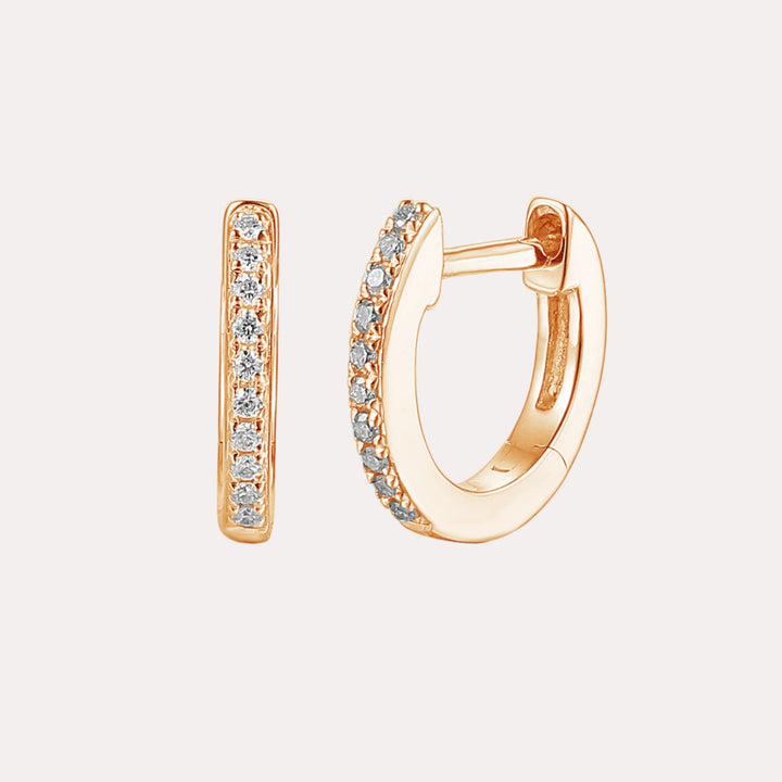 Pavé Set Diamond Huggies In 18K Gold - The Jewelyst. - Pavé Set Diamond Huggies In 18K Gold