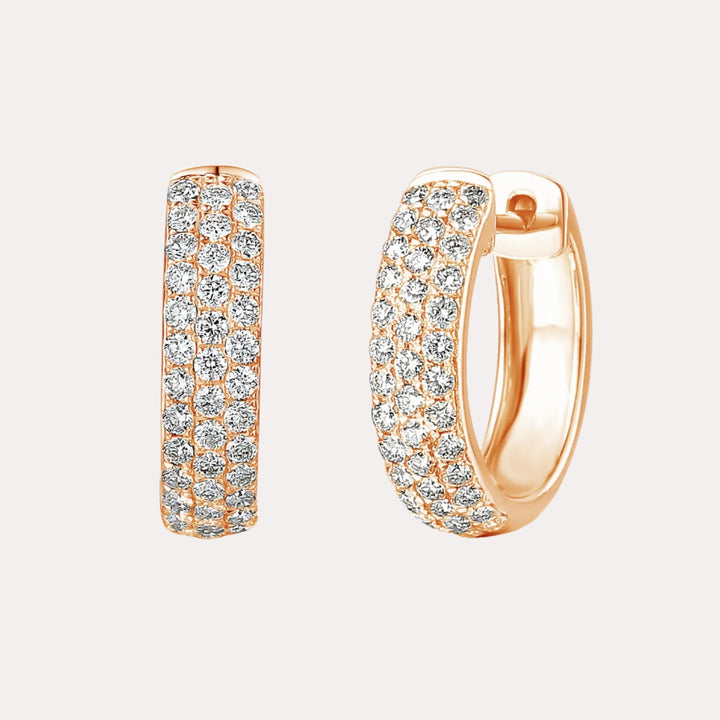 Pavé Set Round Brilliant Diamond Hoop Earrings In 18K Gold - The Jewelyst. - Pavé Set Round Brilliant Diamond Hoop Earrings In 18K Gold