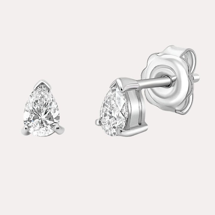 Pear Shape Diamond Stud Earrings In 18K Gold - The Jewelyst. - Pear Shape Diamond Stud Earrings In 18K Gold