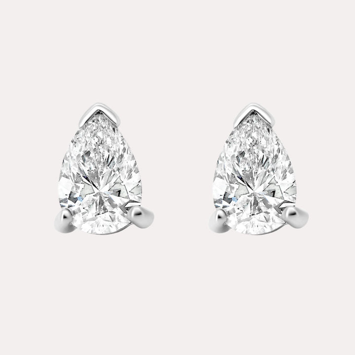 Pear Shape Diamond Stud Earrings In 18K Gold - The Jewelyst. - Pear Shape Diamond Stud Earrings In 18K Gold