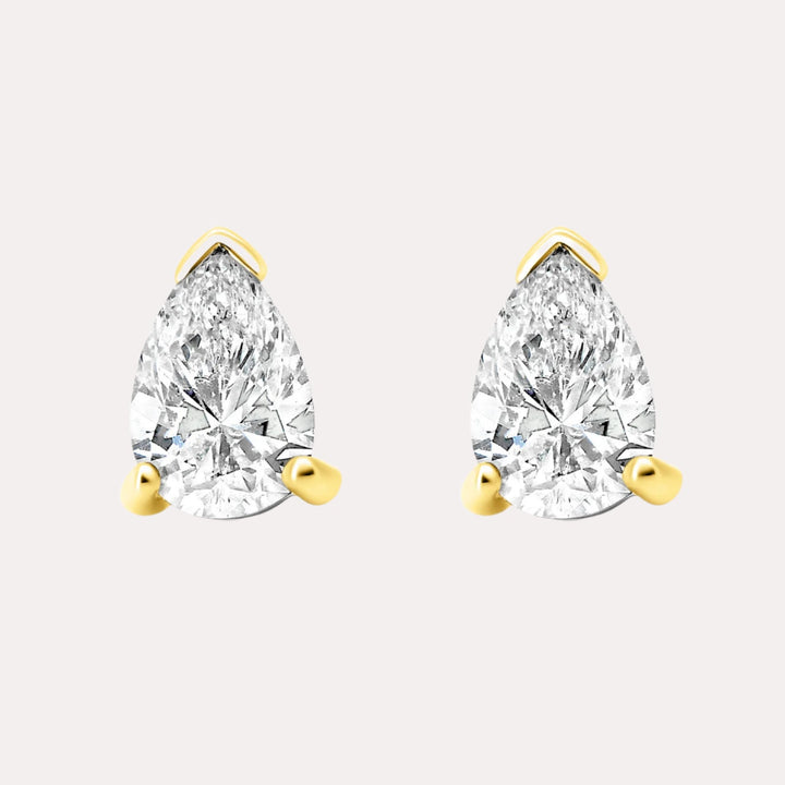 Pear Shape Diamond Stud Earrings In 18K Gold - The Jewelyst. - Pear Shape Diamond Stud Earrings In 18K Gold