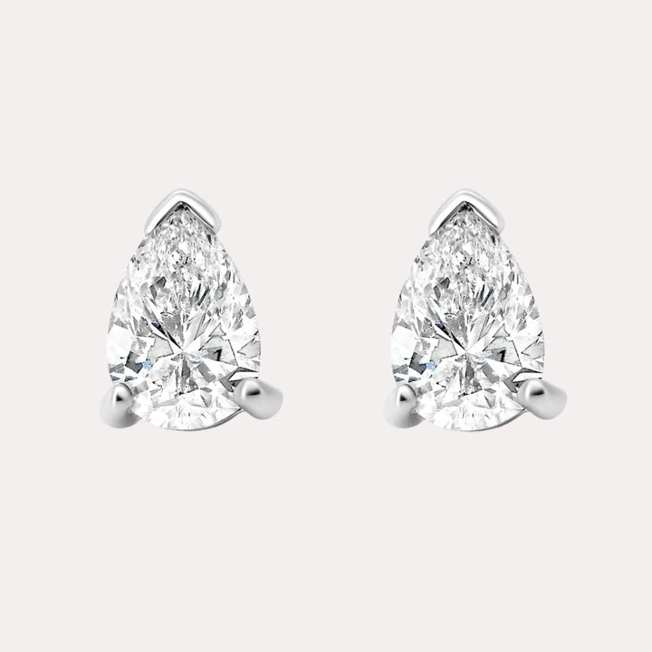 Pear Shape Diamond Stud Earrings In 18K Gold - The Jewelyst. - Pear Shape Diamond Stud Earrings In 18K Gold