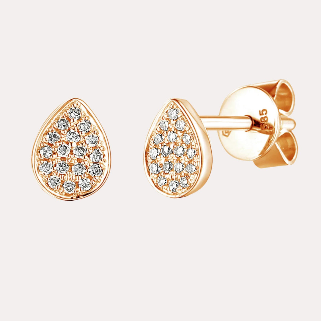 Pear Shape Pavé Diamond Stud Earrings In 18K Gold - The Jewelyst. - Pear Shape Pavé Diamond Stud Earrings In 18K Gold