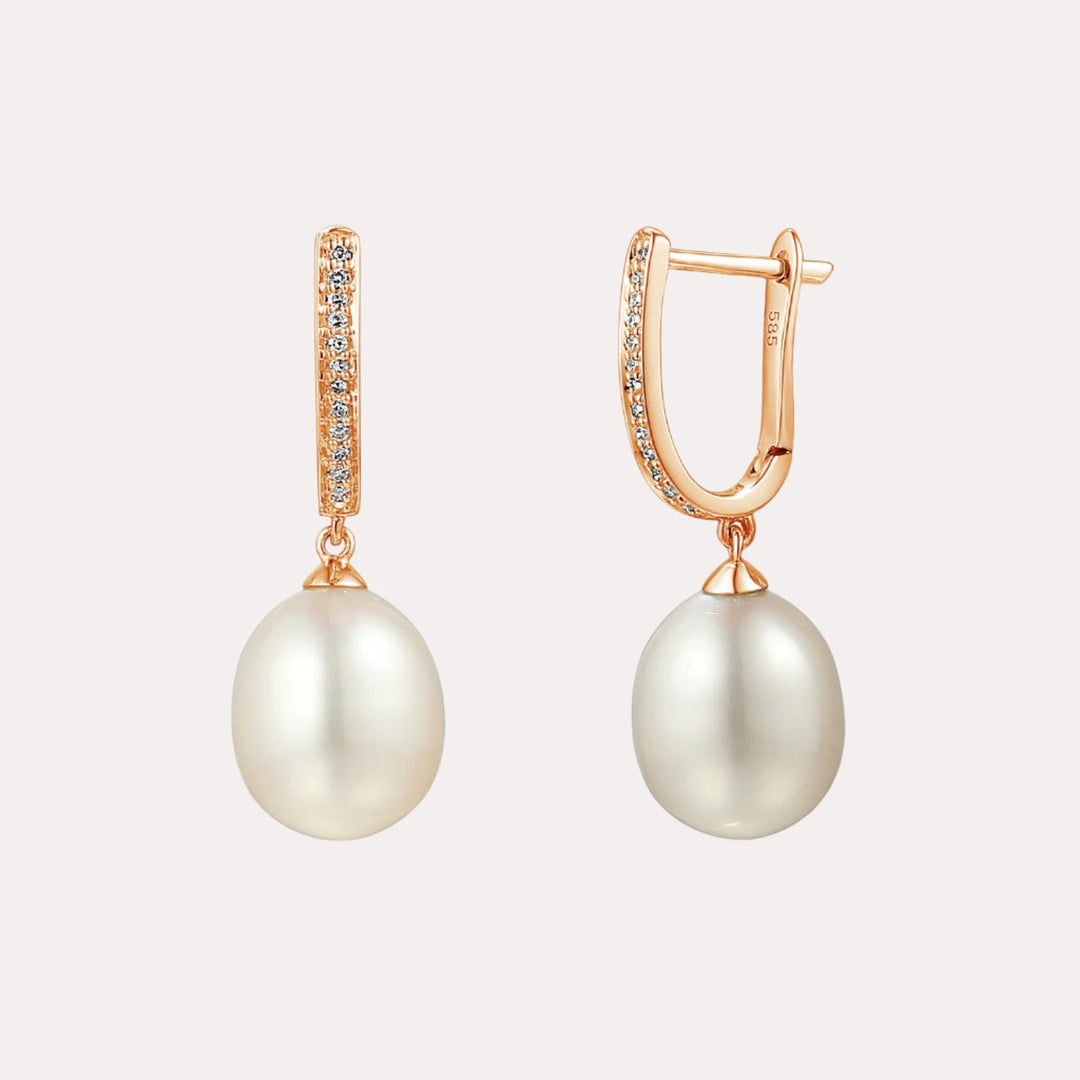 Pearl Drop & Pavé Set Diamond Hoop Earrings In 18K Gold - The Jewelyst. - Pearl Drop & Pavé Set Diamond Hoop Earrings In 18K Gold