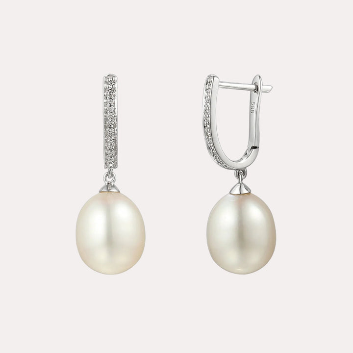 Pearl Drop & Pavé Set Diamond Hoop Earrings In 18K Gold - The Jewelyst. - Pearl Drop & Pavé Set Diamond Hoop Earrings In 18K Gold