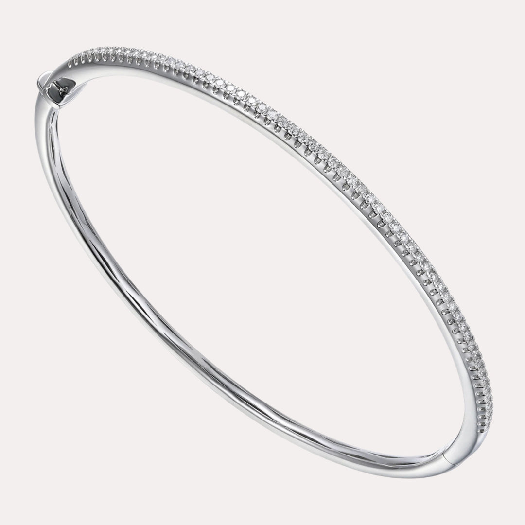 Petite Pavé Diamond Bangle Bracelet In 18K Gold - The Jewelyst. - Petite Pavé Diamond Bangle Bracelet In 18K Gold