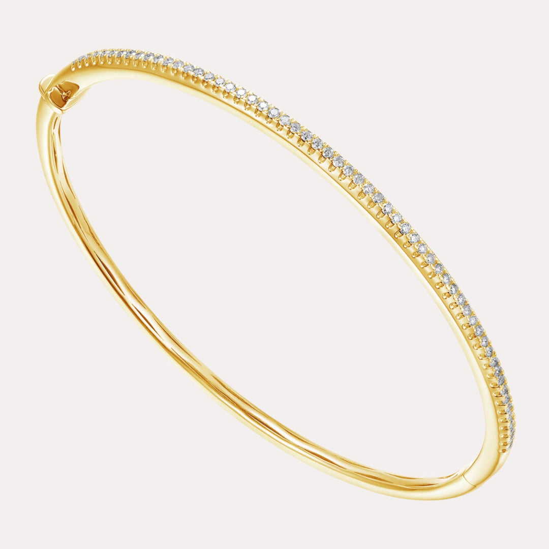 Petite Pavé Diamond Bangle Bracelet In 18K Gold - The Jewelyst. - Petite Pavé Diamond Bangle Bracelet In 18K Gold