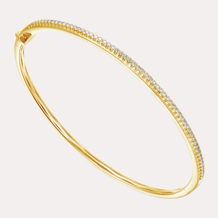 Petite Pavé Diamond Bangle Bracelet In 18K Gold - The Jewelyst. - Petite Pavé Diamond Bangle Bracelet In 18K Gold