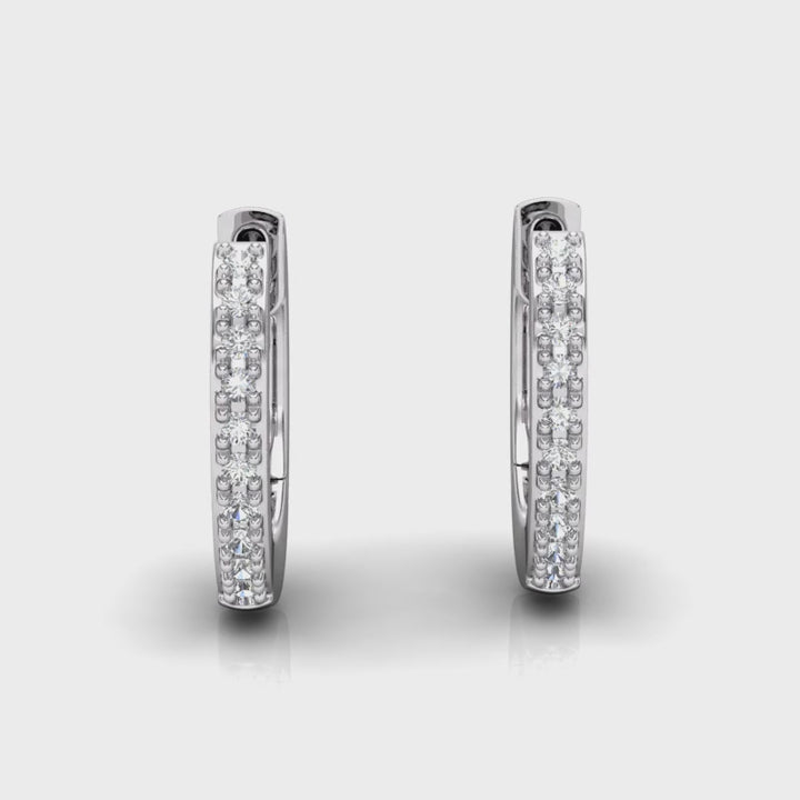 Pavé Set Diamond Huggies In 18K Gold