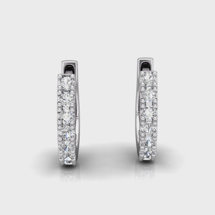 Claw Set Round Brilliant Diamond Huggies In 18K Gold