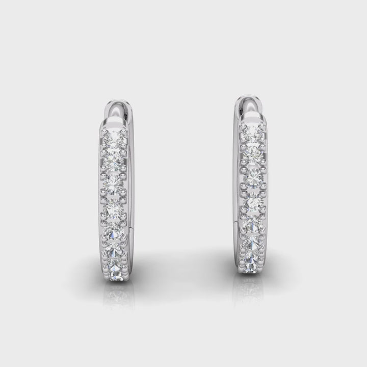 Claw Set Diamond Huggies In 18K Gold