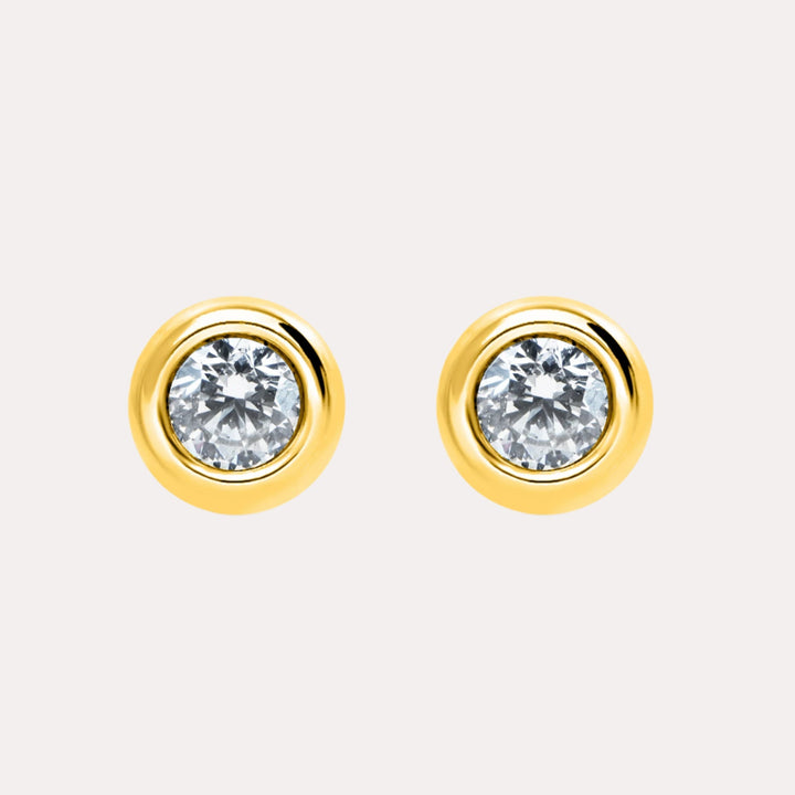 Rimset Round Brilliant Cut Rubover Stud Earrings - The Jewelyst. - Rimset Round Brilliant Cut Rubover Stud Earrings