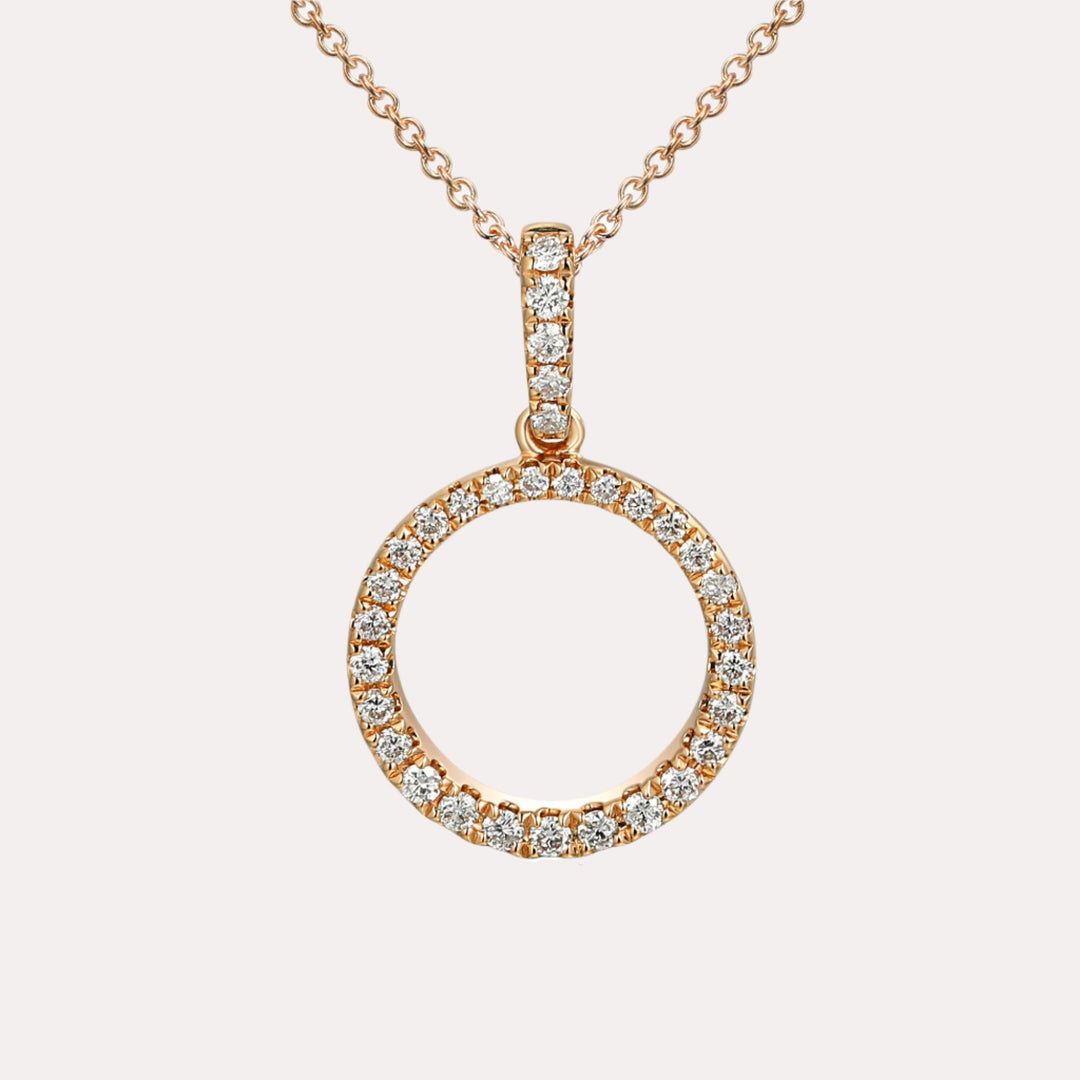 Round Brilliant Claw Set Diamond Circle Pendant Necklace In 18K Gold - The Jewelyst. - Round Brilliant Claw Set Diamond Circle Pendant Necklace In 18K Gold