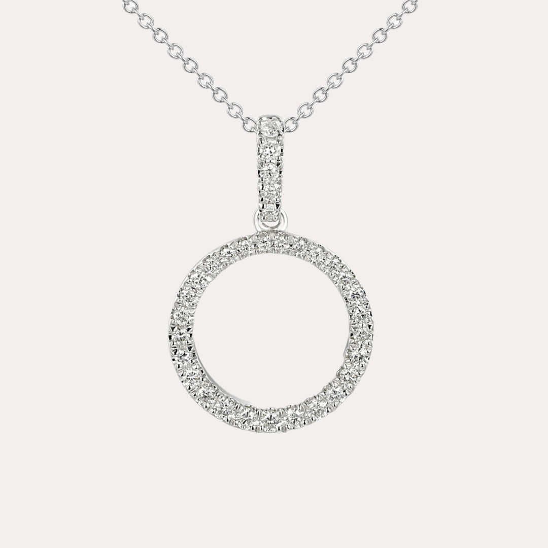 Round Brilliant Claw Set Diamond Circle Pendant Necklace In 18K Gold - The Jewelyst. - Round Brilliant Claw Set Diamond Circle Pendant Necklace In 18K Gold