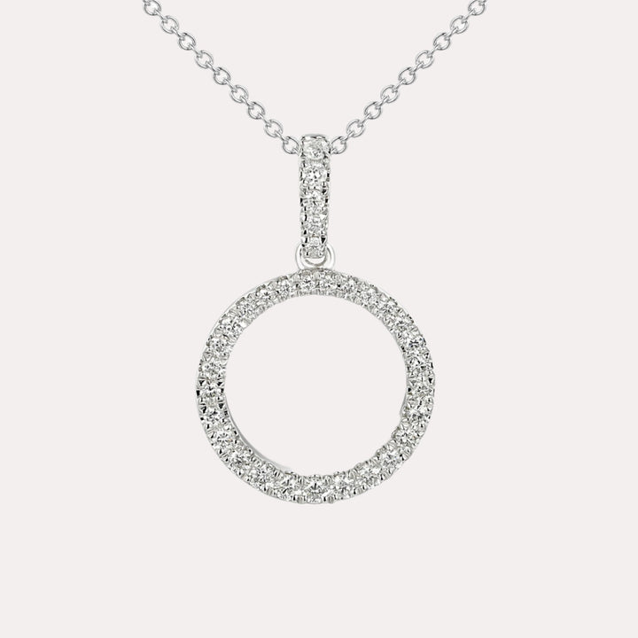Round Brilliant Claw Set Diamond Circle Pendant Necklace In 18K Gold - The Jewelyst. - Round Brilliant Claw Set Diamond Circle Pendant Necklace In 18K Gold