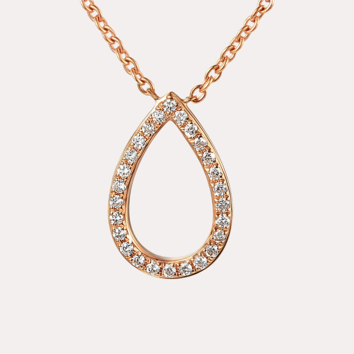 Round Brilliant Claw Set Teardrop Diamond Necklace In 18K Gold - The Jewelyst. - Round Brilliant Claw Set Teardrop Diamond Necklace In 18K Gold