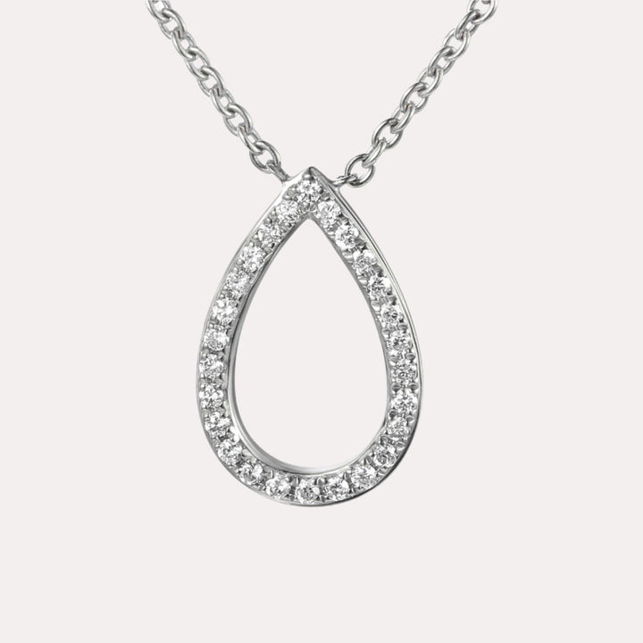 Round Brilliant Claw Set Teardrop Diamond Necklace In 18K Gold - The Jewelyst. - Round Brilliant Claw Set Teardrop Diamond Necklace In 18K Gold