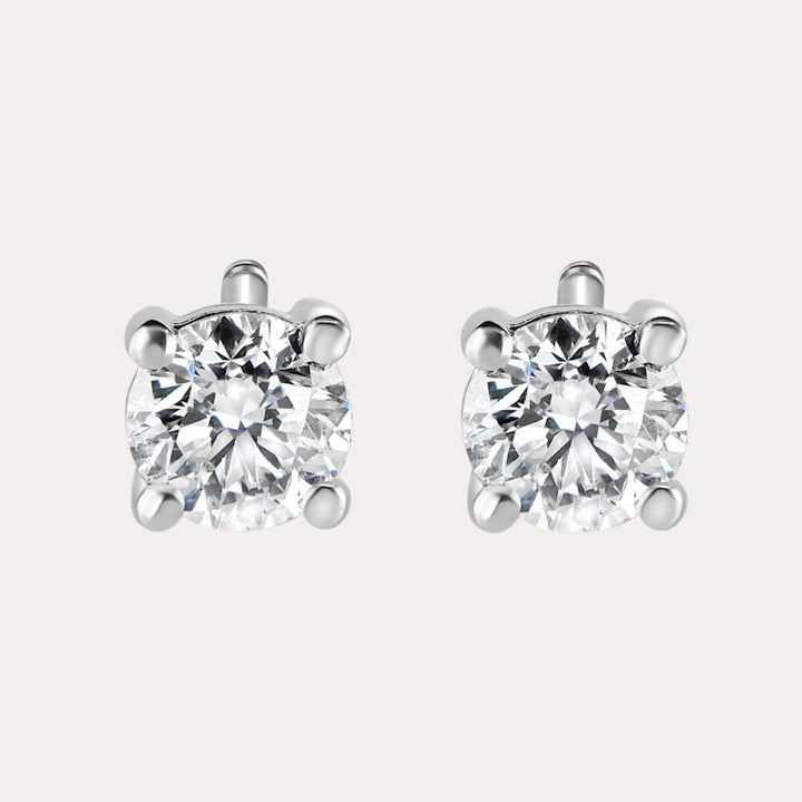 Round Brilliant Cut 4 Claw Diamond Stud Earrings - The Jewelyst. - Round Brilliant Cut 4 Claw Diamond Stud Earrings