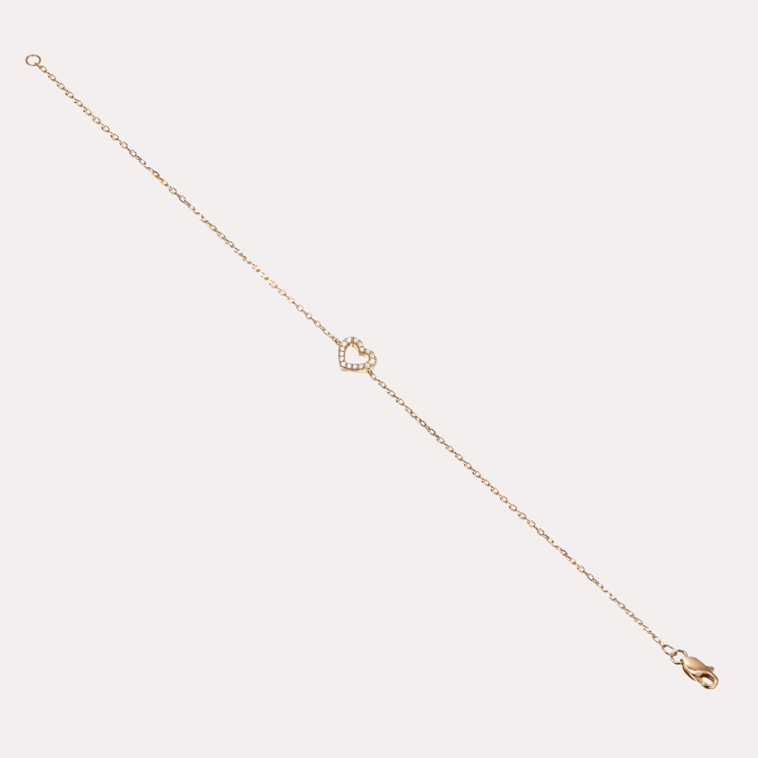 Round Brilliant Cut Diamond Heart Bracelet In 18K Gold - The Jewelyst. - Round Brilliant Cut Diamond Heart Bracelet In 18K Gold