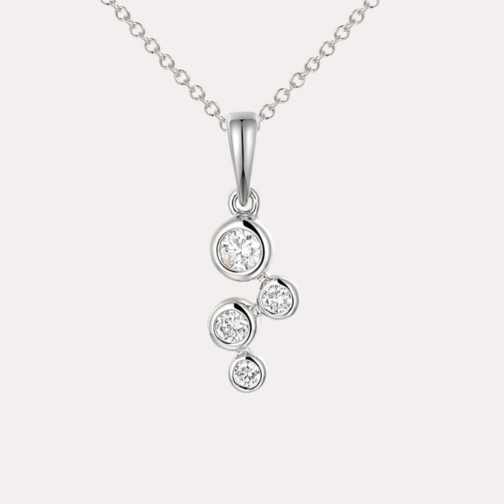 Round Brilliant Diamond Bubble Pendant Necklace In 18K Gold - The Jewelyst. - Round Brilliant Diamond Bubble Pendant Necklace In 18K Gold
