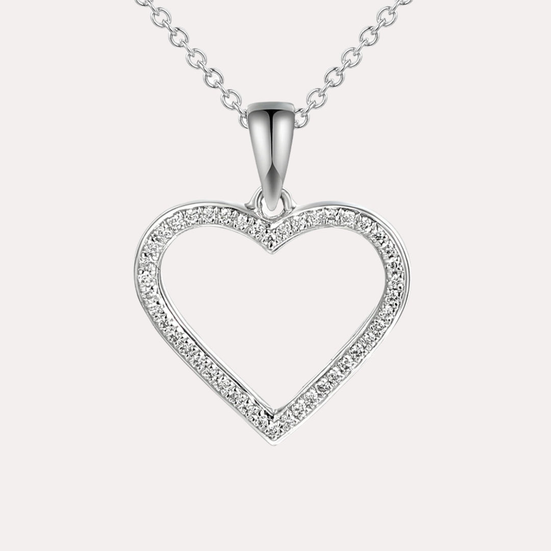 Round Brilliant Diamond Heart Shape Pendant Necklace In 18K Gold - The Jewelyst. - Round Brilliant Diamond Heart Shape Pendant Necklace In 18K Gold