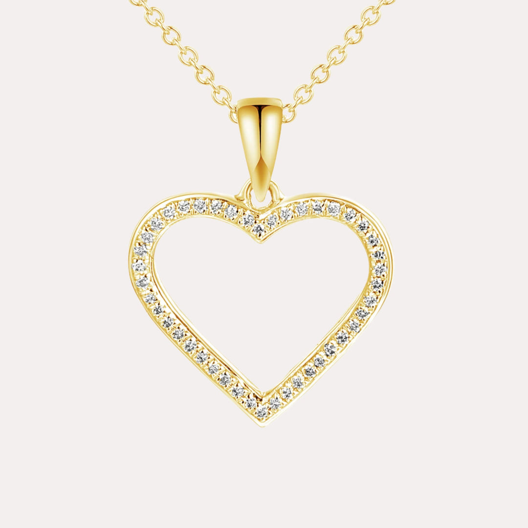 Round Brilliant Diamond Heart Shape Pendant Necklace In 18K Gold - The Jewelyst. - Round Brilliant Diamond Heart Shape Pendant Necklace In 18K Gold