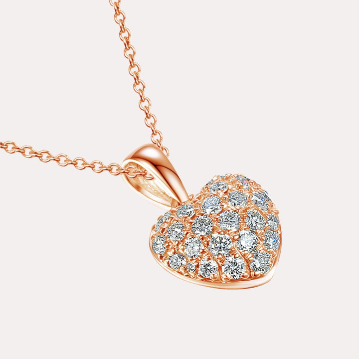 Round Brilliant Diamond Pave Heart Shape Pendant Necklace In 18K Gold - The Jewelyst. - Round Brilliant Diamond Pave Heart Shape Pendant Necklace In 18K Gold