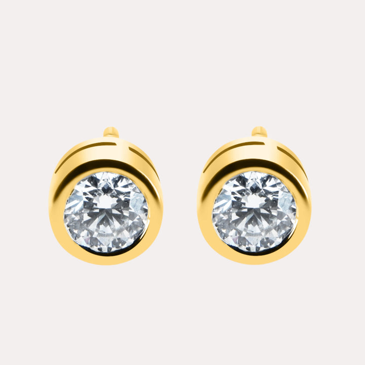 Rubover Round Brilliant Cut Diamond Stud Earrings - The Jewelyst. - Rubover Round Brilliant Cut Diamond Stud Earrings