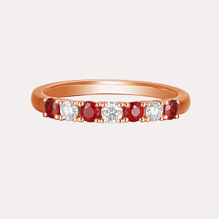 Ruby & Round Brilliant Cut 7 Stone Eternity Ring - The Jewelyst. - Ruby & Round Brilliant Cut 7 Stone Eternity Ring