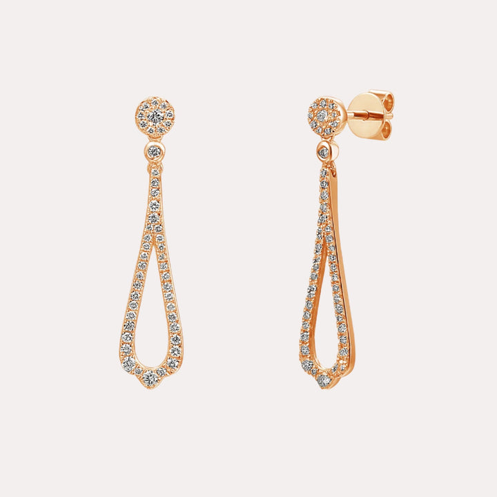 Vintage Inspired Diamond Drop Earrings In 18K Gold - The Jewelyst. - Vintage Inspired Diamond Drop Earrings In 18K Gold
