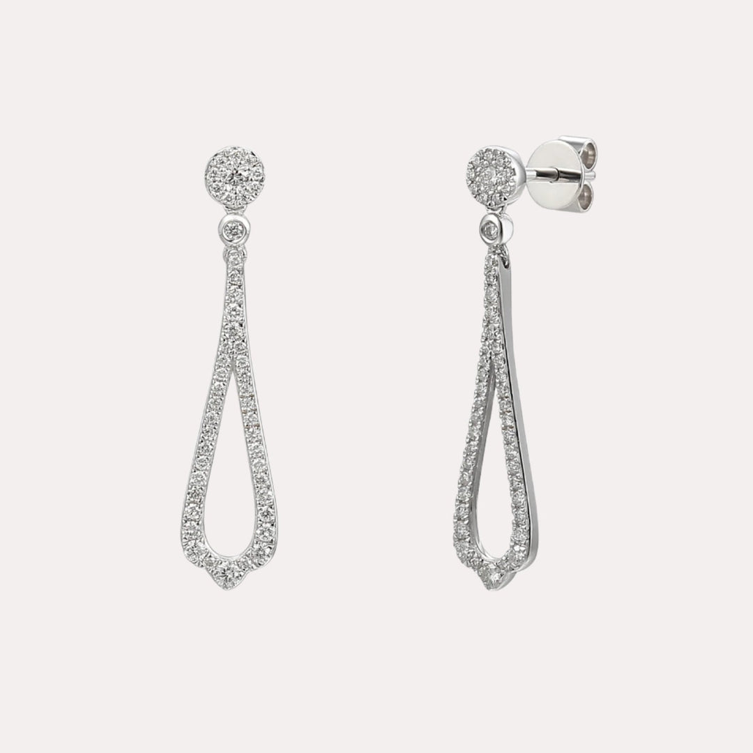 Vintage Inspired Diamond Drop Earrings In 18K Gold - The Jewelyst. - Vintage Inspired Diamond Drop Earrings In 18K Gold