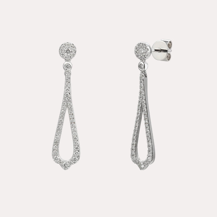 Vintage Inspired Diamond Drop Earrings In 18K Gold - The Jewelyst. - Vintage Inspired Diamond Drop Earrings In 18K Gold