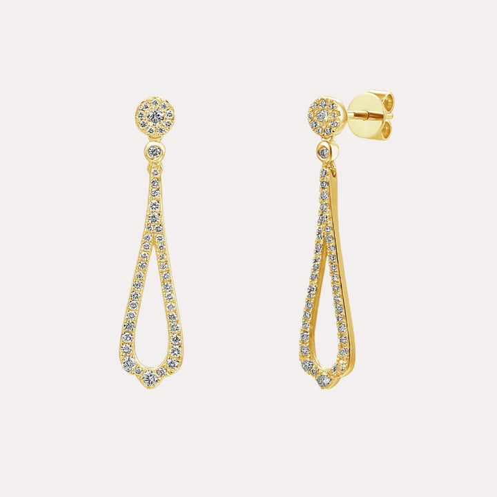 Vintage Inspired Diamond Drop Earrings In 18K Gold - The Jewelyst. - Vintage Inspired Diamond Drop Earrings In 18K Gold