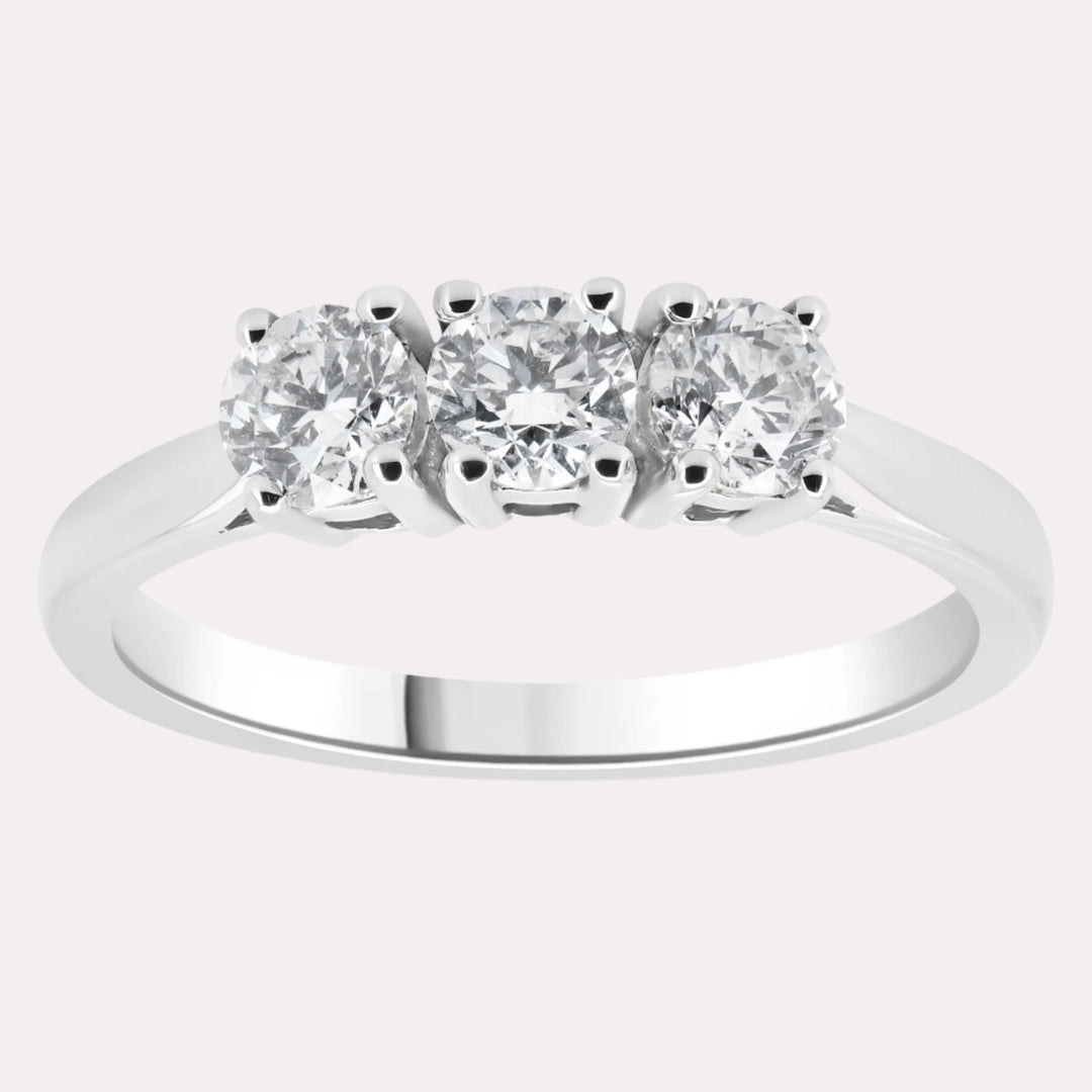 3 Stone Double Gallery Diamond Ring