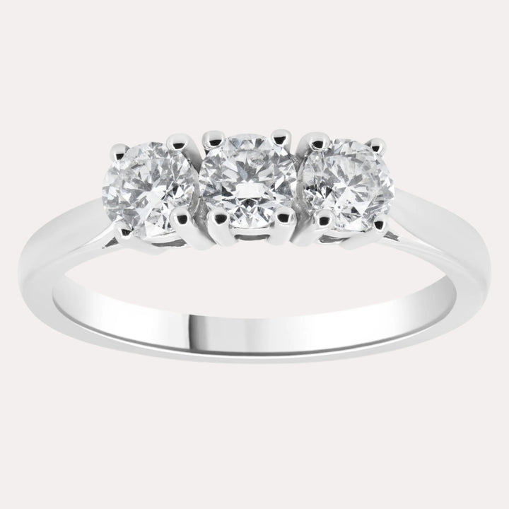3 Stone Double Gallery Diamond Ring