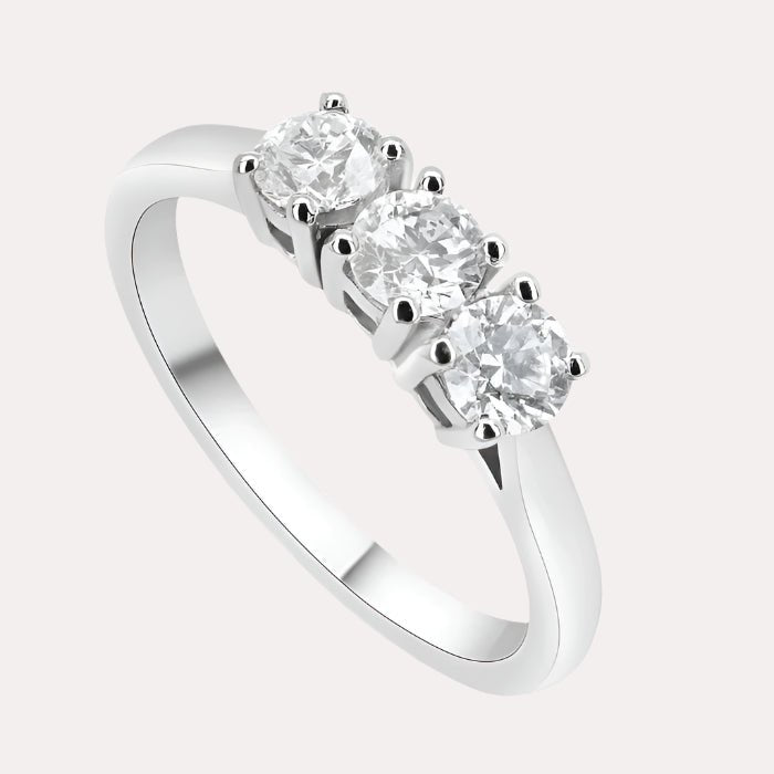 3 Stone Double Gallery Diamond Ring