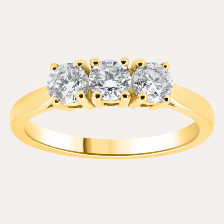 3 Stone Double Gallery Diamond Ring