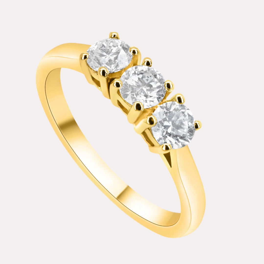 3 Stone Double Gallery Diamond Ring