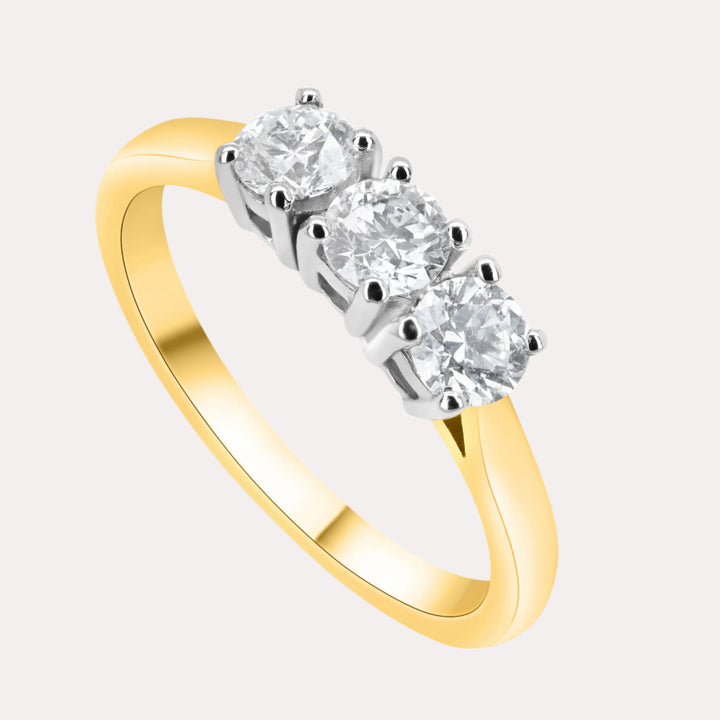 3 Stone Double Gallery Diamond Ring