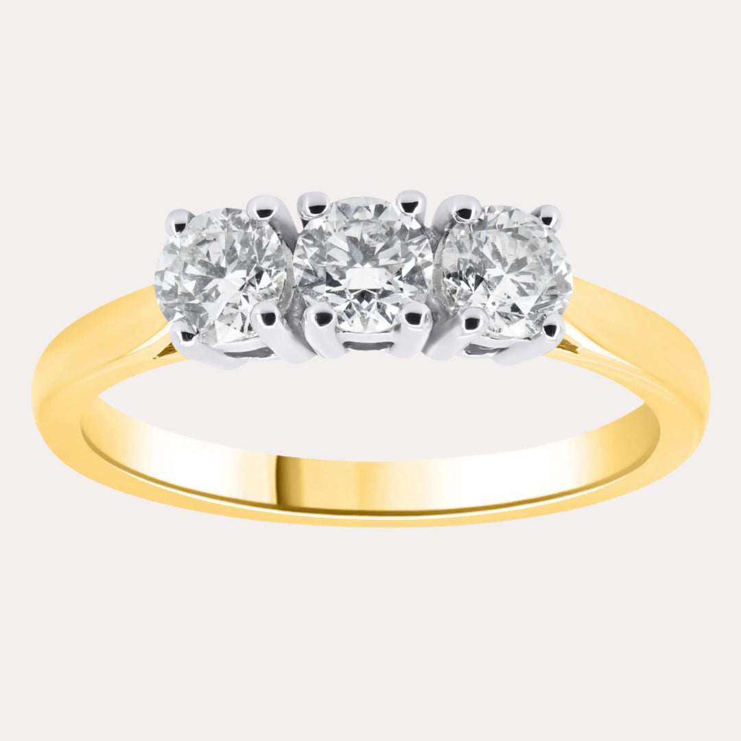 3 Stone Double Gallery Diamond Ring