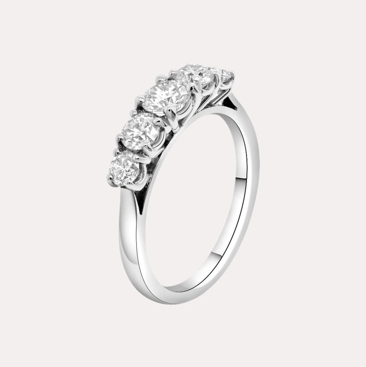 5 Stone Graduated Diamond Ring In 18K White Gold