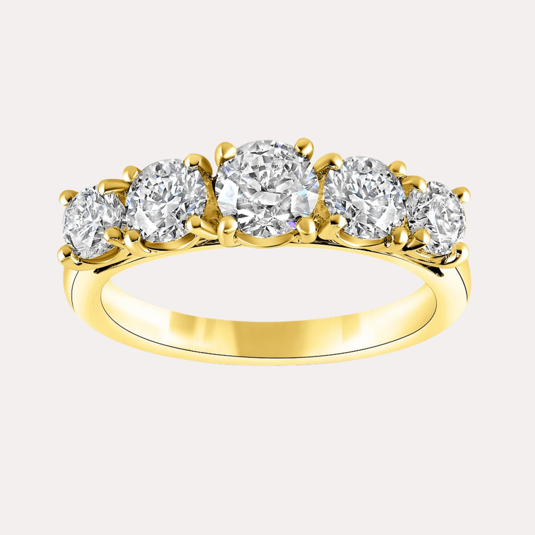 5 Stone Graduated Diamond Ring In 18K Yellow Gold