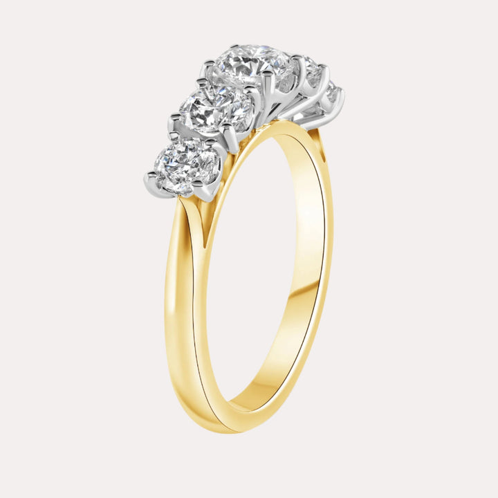 5 Stone Graduated Diamond Ring In 18K Yellow And White Gold