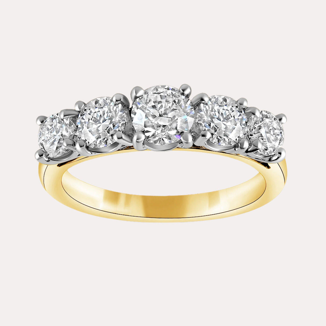 5 Stone Graduated Diamond Ring In 18K Yellow And White Gold
