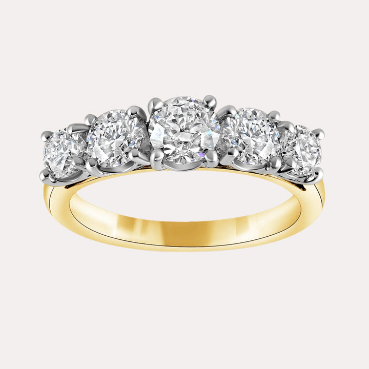 5 Stone Graduated Diamond Ring In 18K Yellow And White Gold
