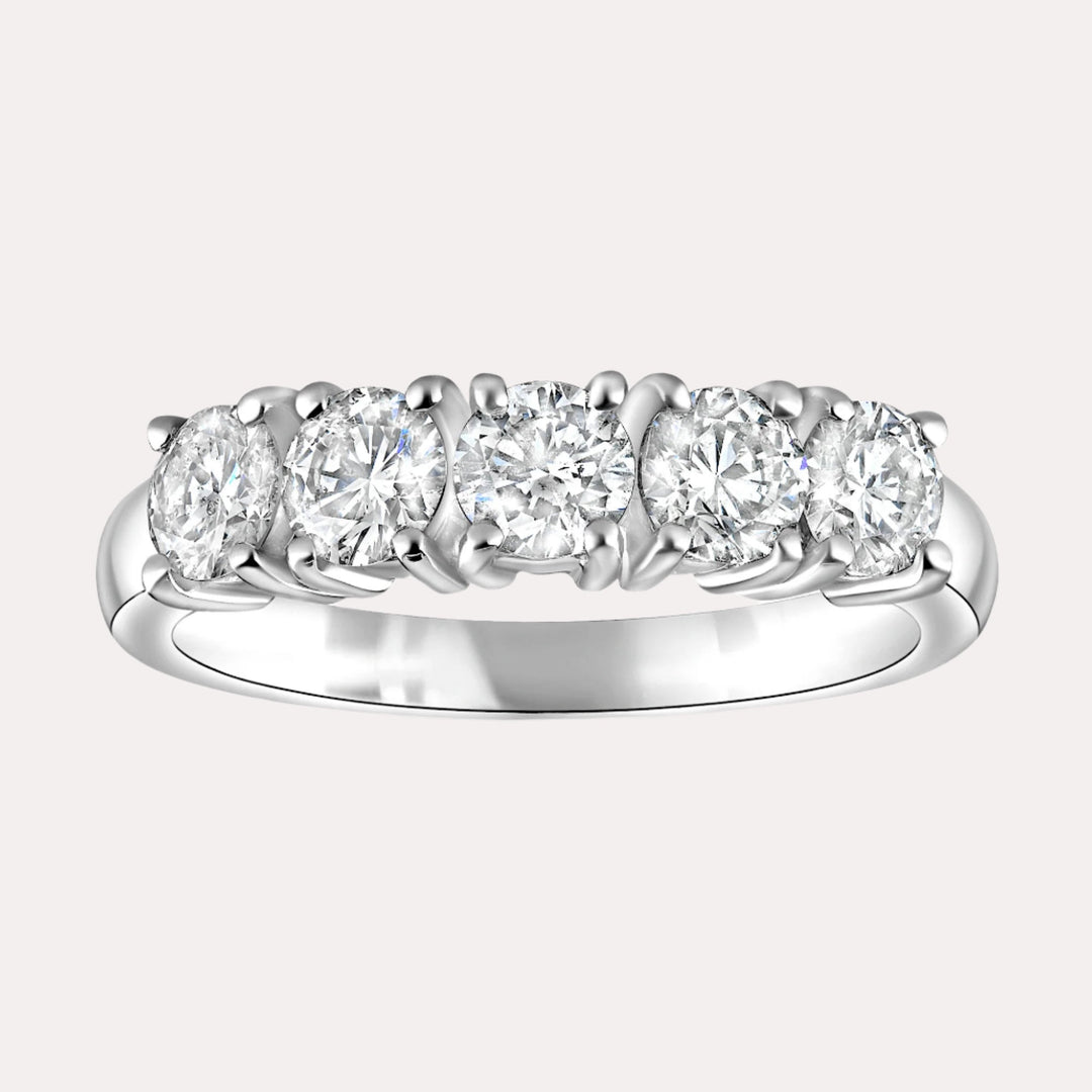 5 Stone Single Gallery Diamond Ring In Platinum